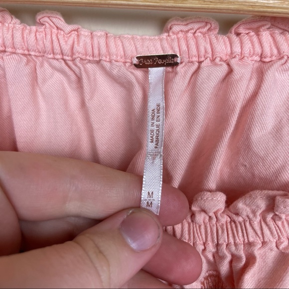 Free People Fleur Du Jour Off the Shoulder Embroidered Pink Dress Size M - Picture 6 of 7